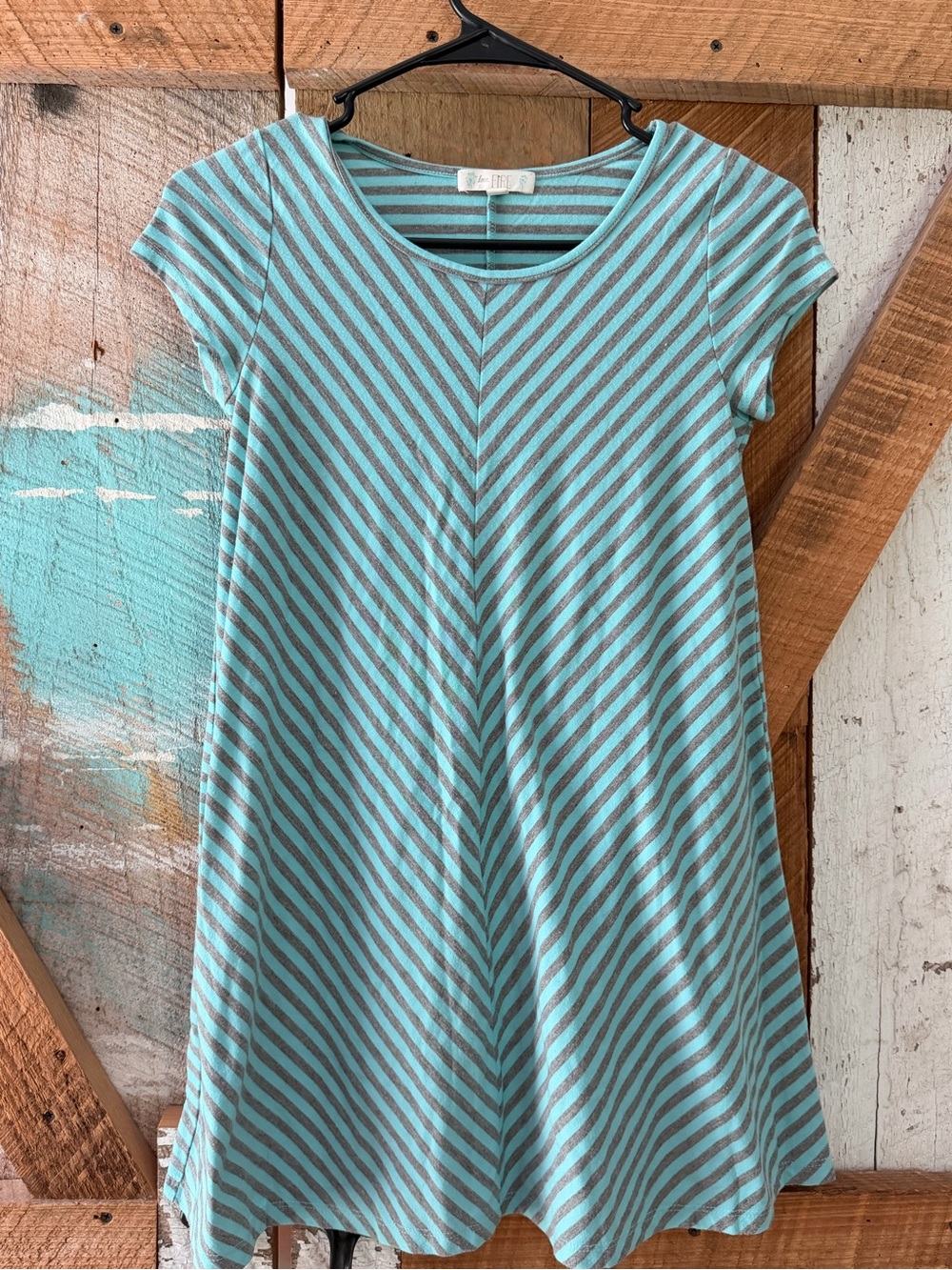 love, Fire Striped Aqua & Gray Top